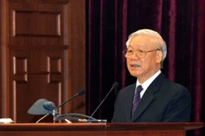 Tổng Bí thư Nguyễn Phú Trọng phát biểu bế mạc Hội nghị. Ảnh: Nhật Bắc