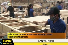 Gần 12.500 doanh nghiệp ngưng hoạt động trong tháng 1/2016