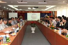 Buổi làm việc giữa Hiệp hội Nhà thầu xây dựng Việt Nam, Hội đồng Doanh nghiệp Trung Quốc - ASEAN và một số DN thuộc TP. Nam Thông, Giang Tô, Trung Quốc. Ảnh: Trần Tuyết