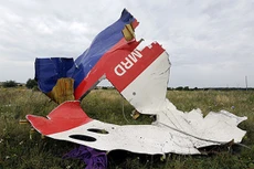 Một mảnh vỡ của chiếc máy bay MH17 bị bắn rơi ở đông Ukraine. Ảnh: AFP