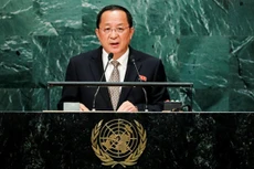 Ngoại trưởng Triều Tiên Ri Yong-ho phát biểu tại Đại Hội đồng Liên Hợp Quốc, New York, Mỹ, ngày 23/9. Ảnh:Reuters.