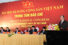 Ông Đinh Thế Huynh, Trưởng ban Tuyên giáo Trung Ương phát biểu tại buổi họp báo thông báo về Đại hội Đảng Cộng sản Việt Nam lần thứ XII. Ảnh: st