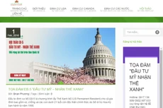 Một website quảng cáo đầu tư để nhận “thẻ xanh” định cư tại Mỹ.