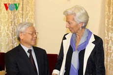 Tổng Bí thư Nguyễn Phú Trọng đã tiếp bà Christine Lagarde, Tổng Giám đốc Quỹ Tiền tệ Quốc tế (Ảnh: VOV)