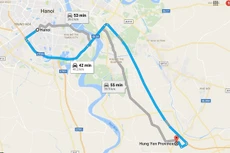 Tuyến đường liên tỉnh Hà Nội-Hưng Yên chạy song song với Quốc lộ 5. (Ảnh: Google Map)