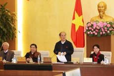 Chủ tịch Quốc hội Nguyễn Sinh Hùng phát biểu bế mạc Phiên họp thứ 45. Ảnh: Phương Hoa