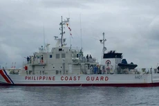 Tàu BRP Tubbataha rời nhà máy đóng tàu Yokohama, Nhật Bản, ngày 11/8. Ảnh:Rappler.