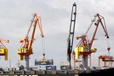 Bốc xếp hàng hóa tại Cảng Hải Phòng. (Nguồn: TTXVN)