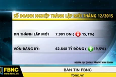 Gần 8.000 DN thành lập mới trong tháng cuối năm 2015