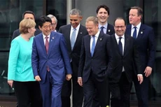 Các nhà lãnh đạo G7 tại hội nghị thượng đỉnh ở Ise-Shima, Nhật Bản ngày 25/5 - Ảnh: Asahi Shimbun/Getty.