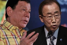 Tổng thống Philippines (trái) gọi Tổng thư ký LHQ Ban Ki-moon là "kẻ ngốc". Ảnh:Rappler.
