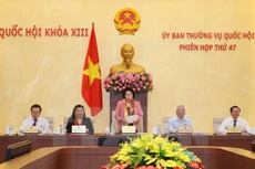 Chủ tịch Quốc hội Nguyễn Thị Kim Ngân phát biểu khai mạc Phiên họp lần thứ 47 của Ủy ban Thường vụ Quốc hội khóa XIII. (Ảnh: Trọng Đức/TTXVN)