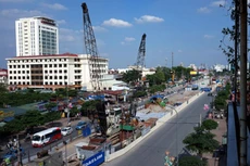 Công trường xây dựng tuyến đường sắt đô thị thí điểm Nhổn - Ga Hà Nội. Ảnh: Điệp Dũng