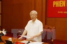 Tổng Bí thư Nguyễn Phú Trọng phát biểu tại Phiên họp. (Ảnh: Trí Dũng/TTXVN)