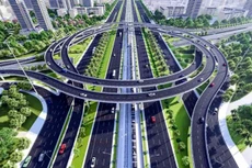 Phối cảnh nút giao khác mức đường Vành đai 3,5 với Đại lộ Thăng Long. Ảnh: Chủ đầu tư
