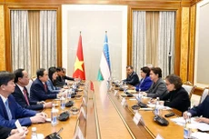 Chủ tịch Quốc hội Trần Thanh Mẫn hội đàm với Chủ tịch Thượng viện Uzbekistan Tanzila Narbaeva. Ảnh: TTXVN
