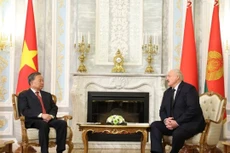 Tổng Bí thư Tô Lâm hội đàm hẹp với Tổng thống Belarus Aleksandr Lukashenko. Ảnh: TTXVN