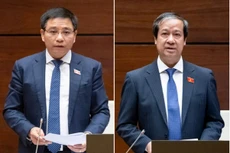 Bộ trưởng Bộ Tài chính Nguyễn Văn Thắng (trái) và Bộ trưởng Bộ Giáo dục và Đào tạo Nguyễn Kim Sơn sẽ trả lời chất vấn trước Quốc hội.