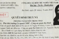 Quyết định truy nã Thanh của cơ quan điều tra