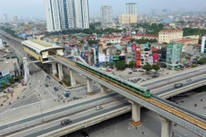 Đoàn tàu của dự án đường sắt đô thị Cát Linh-Hà Đông. Ảnh: TTXVN