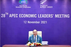 Chủ tịch nước Nguyễn Xuân Phúc tham dự Hội nghị các nhà Lãnh đạo kinh tế APEC lần thứ 28 được tổ chức theo hình thức trực tuyến. Ảnh: TTXVN