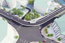 Ngắm hình ảnh cầu vượt có thiết kế vòng cung đầu tiên tại Hà Nội