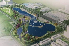 Phối cảnh thiết kế kiến trúc công trình xây dựng quần thể văn hóa - thể thao - công viên cây xanh thị xã Phổ Yên. Ảnh Internet