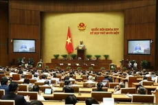 Chủ nhiệm Ủy ban Pháp luật của Quốc hội Hoàng Thanh Tùng trình bày Báo cáo thẩm tra về quy định số lượng đại biểu hoạt động chuyên trách của Hội đồng nhân dân thành phố Hà Nội nhiệm kỳ 2021-2026, chiều 1/4/2021. Ảnh: TTXVN