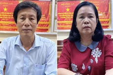 Ông Cao Minh Chu bà Bùi Thị Lệ Phi tại cơ quan công an. Ảnh: Bộ Công an