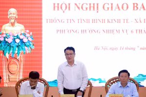 Thứ trưởng Bộ Tài chính Trần Quốc Phương báo cáo kết quả kinh tế - xã hội 6 tháng đầu năm tại Hội nghị - Ảnh: VGP/Vũ Phong
