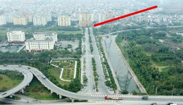 Đoạn đường trục phía Nam khu liên cơ quận Hoàng Mai sẽ được mở rộng kéo dài (đường màu đỏ) đến đường Vành đai 2,5 (phố Tân Mai hiện hữu).