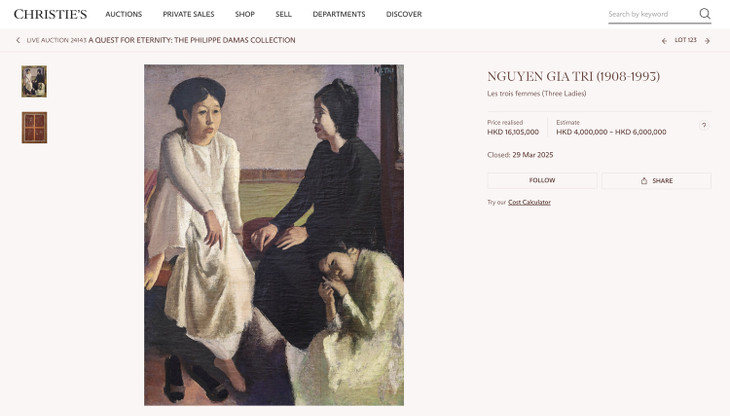 Tranh Nguyễn Gia Trí trên trang của sàn Christie&apos;s.
