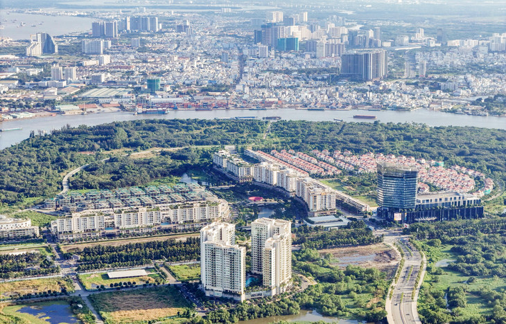 Một góc Khu đô thị Thủ Thiêm từ trên cao