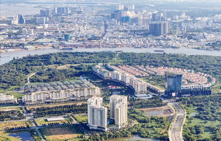 Một góc Khu đô thị Thủ Thiêm từ trên cao