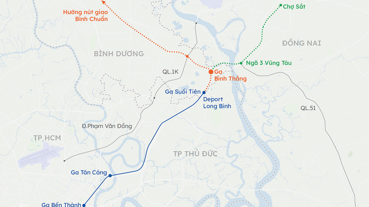 Tuyến Metro số 1 và hai hướng dự định kéo dài lên Đồng Nai, Bình Dương Tuyến Metro số 1 và hai hướng dự định kéo dài lên Đồng Nai, Bình Dương