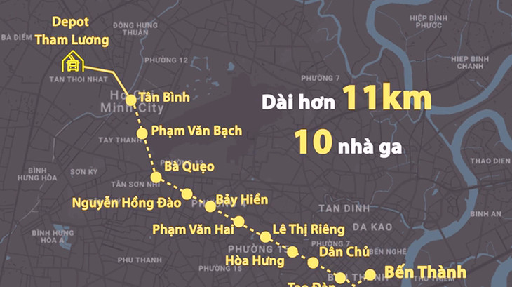 Hướng tuyến Metro Bến Thành - Tham Lương