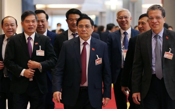 Ông Phạm Minh Chính, Ủy viên Bộ Chính trị, Bí thư Trung ương Đảng, Trưởng Ban Tổ chức Trung ương (giữa) và các đại biểu đến dự phiên họp