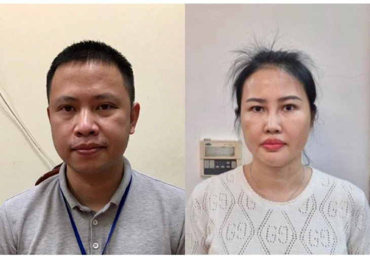 Bị can Vũ Ngọc Minh, Giám đốc Công ty Thẩm định giá Gia Lộc và bị can Hoàng Thị Thuý Nga.