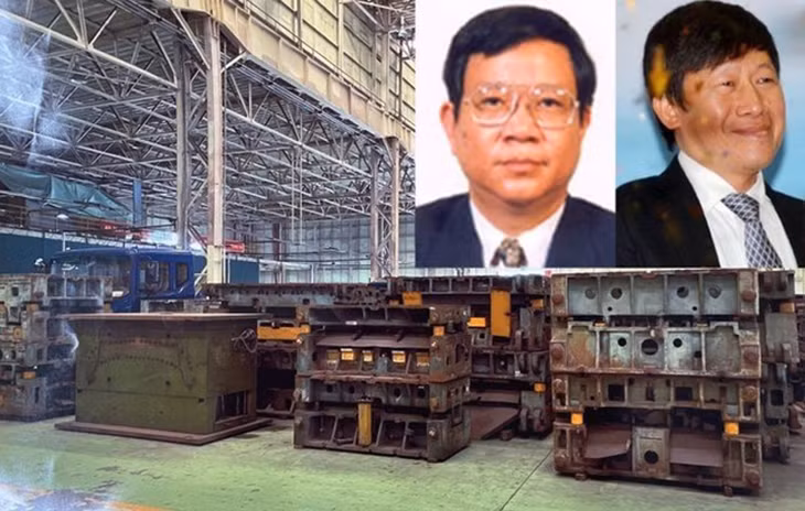 Hai bị can Nguyễn Thanh Giang, Hồ Mạnh Tuấn và các thiết bị máy móc bị "đắp chiếu" của VEAM