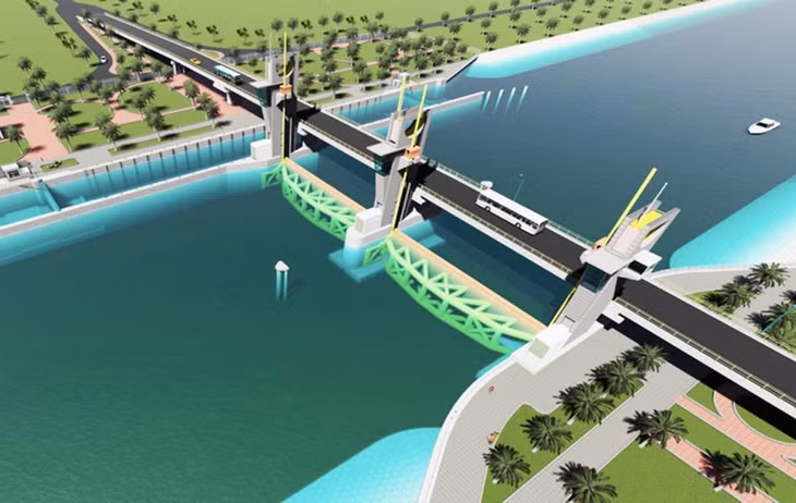 Phối cảnh cống sông Cái Bé Phối cảnh cống sông Cái Bé