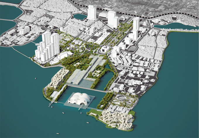 Phối cảnh tổng thể đồ án quy hoạch chi tiết khu vực trục không gian trung tâm bán đảo Quảng An