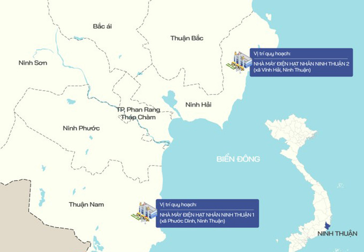 Hai vị trí được quy hoạch làm Nhà máy điện hạt nhân 1 và 2 ở Ninh Thuận Hai vị trí được quy hoạch làm Nhà máy điện hạt nhân 1 và 2 ở Ninh Thuận