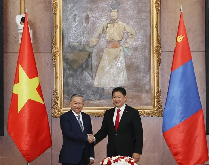Tổng Bí thư, Chủ tịch nước Tô Lâm và Tổng thống Mông Cổ Ukhnaagiin Khurelsukh. Ảnh: TTXVN