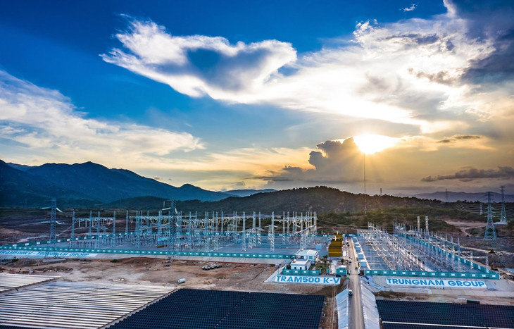 Trạm biến áp 500kV trong cụm dự án nhà máy điện năng lượng mặt trời 450MW tại tỉnh Ninh Thuận