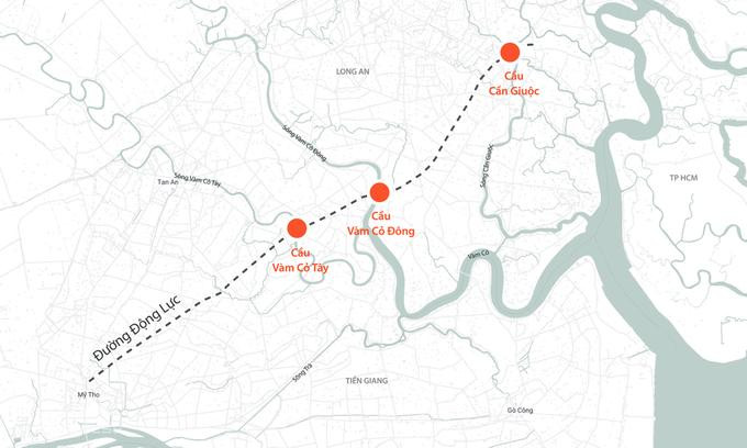 Dự án 3 cầu trên tuyến đường nối TP.HCM với miền Tây tăng vốn 1.300 tỷ đồng