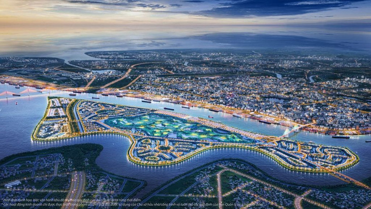 Toàn cảnh vị trí đắc địa với tầm view đắt giá của khu đô thị Vinhomes Royal Island.