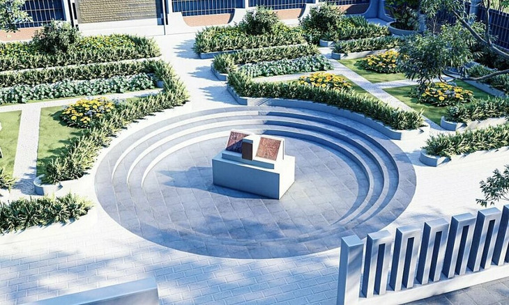 Phối cảnh khuôn viên dự kiến của di tích đồng hồ đá Phối cảnh khuôn viên dự kiến của di tích đồng hồ đá