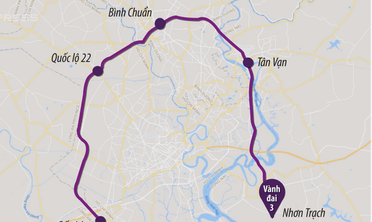 Sơ đồ tuyến Vành đai 3 TP.HCM