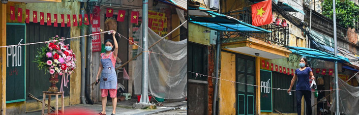 Các tiểu thương bên trong tấp nập chuẩn bị các mặt hàng theo đặt hàng từ những vị khách đang đứng chờ bên ngoài.