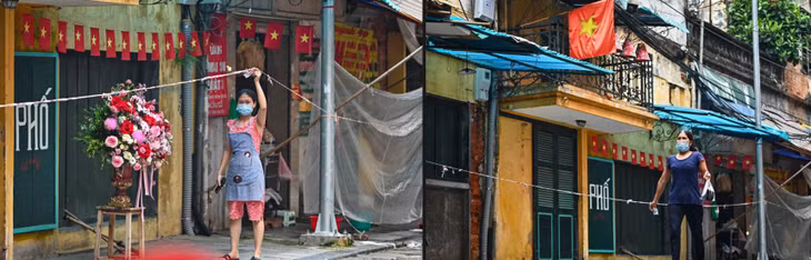 Các tiểu thương bên trong tấp nập chuẩn bị các mặt hàng theo đặt hàng từ những vị khách đang đứng chờ bên ngoài.